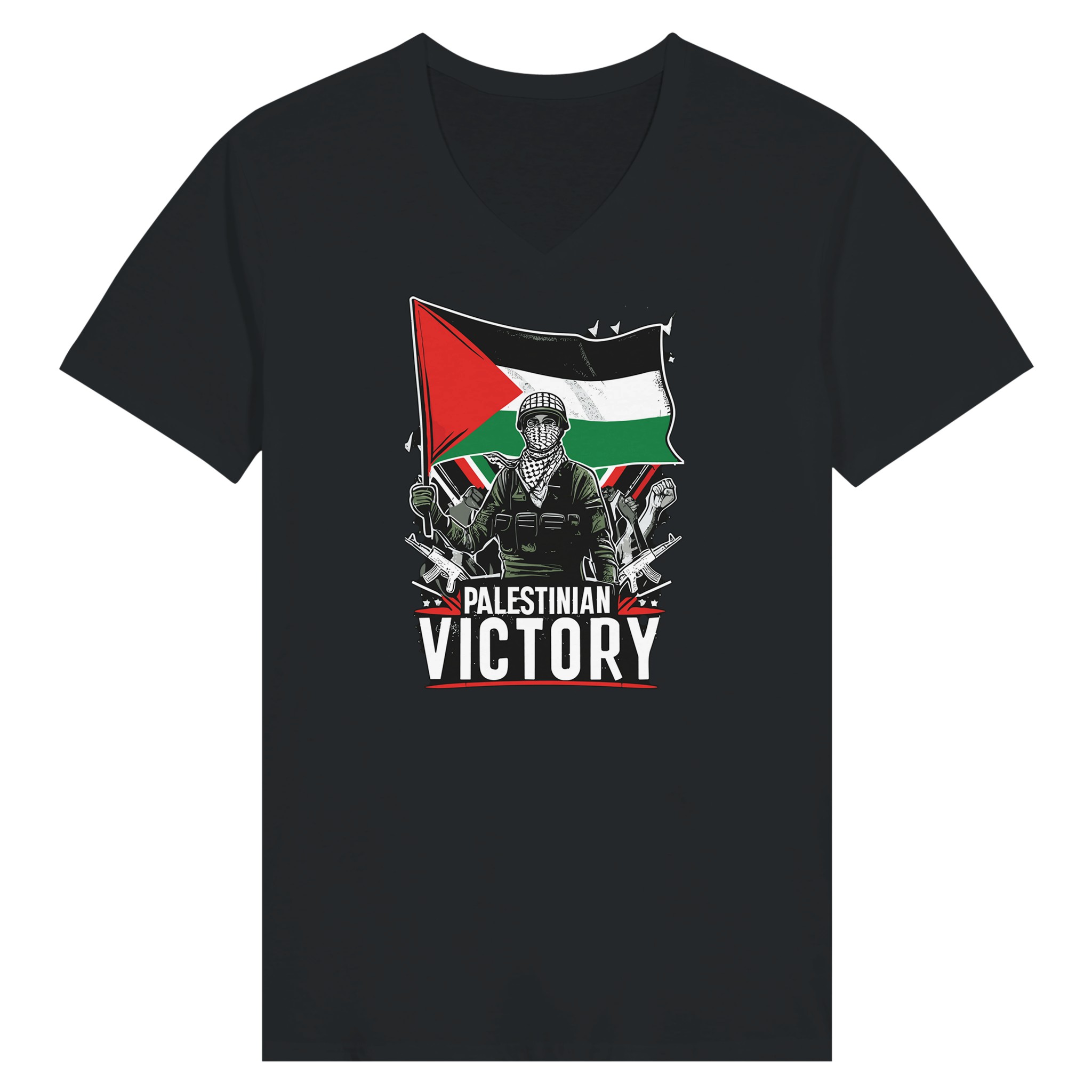 «Palestinian Victory» premium t-skjorte med v-hals for kvinner «Palestinian Victory» premium t-skjorte med v-hals for kvinner