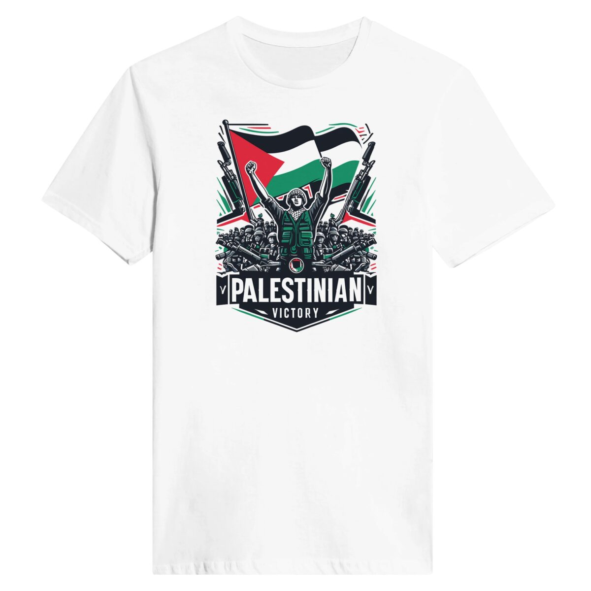 "Palestinian Victory" army t-skjorte med rund hals for kvinner