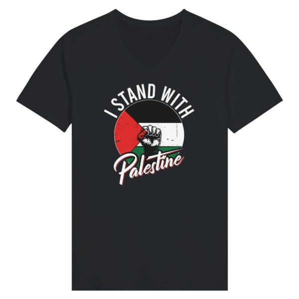 «I stand with Palestine» premium t-skjorte med v-hals for kvinner