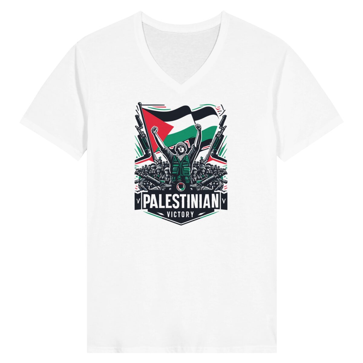 "Palestinian victory" army v-hals t-skjorte for kvinner