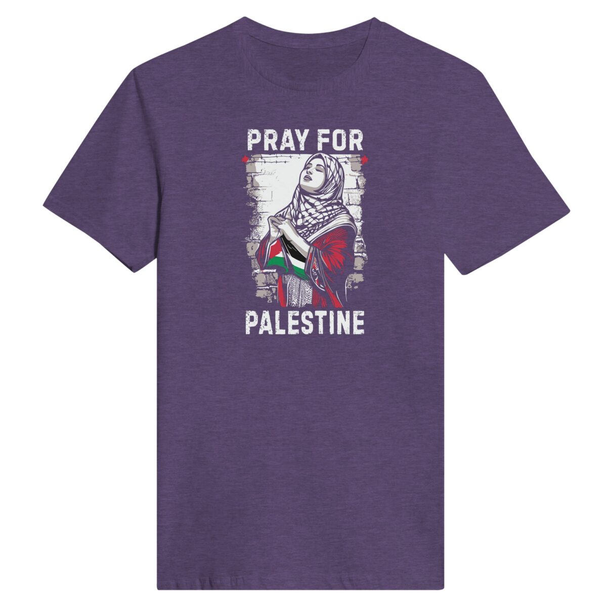 "Pray for Palestine" t-skjorte med rund hals for kvinner
