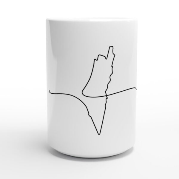 440ml hvit keramisk kaffekrus trykt med disposisjon Palestine kart
