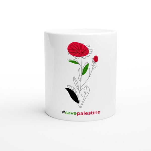 Save Palestine Rød Rose Trykt Keramisk kaffekrus Hvit 325ml