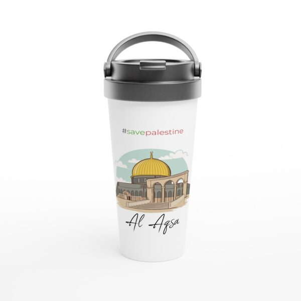 Save Palestine Al-Aqsa Moské Rustfritt Stål Reise kaffekrus Hvit 440ml