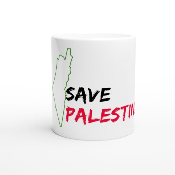 325ml Hvit Keramisk kaffekrus Trykt Med Save Palestine og kart