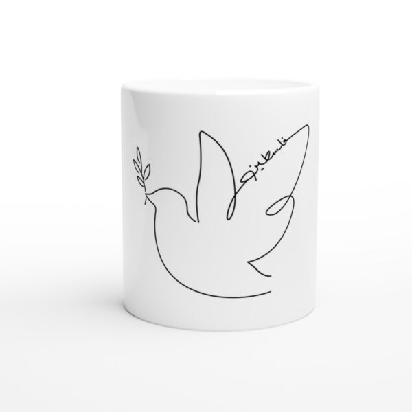 325ml hvit keramisk kaffekrus trykt med Palestine Dove Bird
