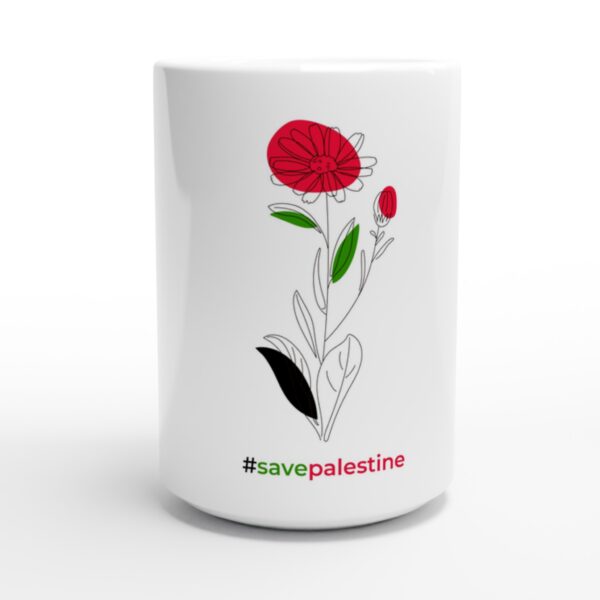 Save Palestine Rød Rose Trykt Keramisk kaffekrus Hvit 440ml