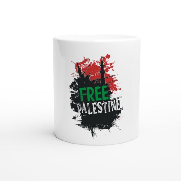 325ml hvit keramisk kaffekrus med kunst trykt Free Palestine