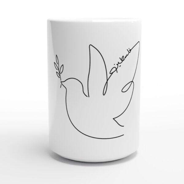 440ml hvit keramisk kaffekrus trykt med Palestine dove bird