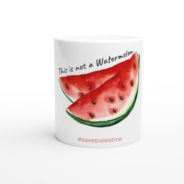 Save Palestine Keramisk kaffekrus Hvit 325ml Trykt Med “This is Not a Watermelon”