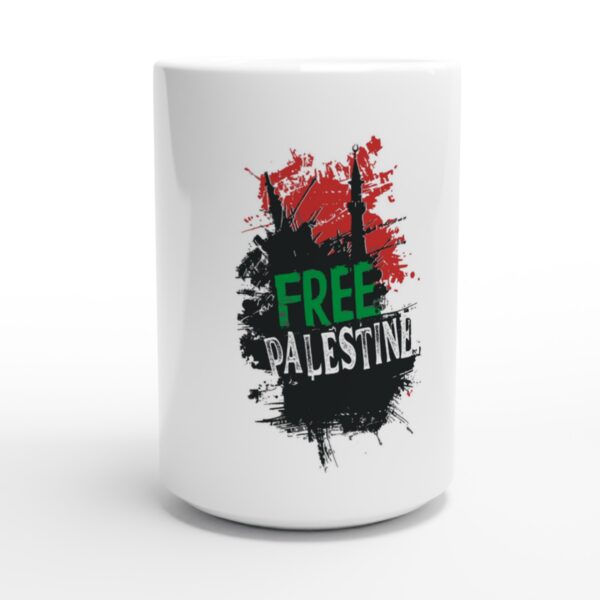 440ml hvit keramisk kaffekrus med kunst trykt Free Palestine