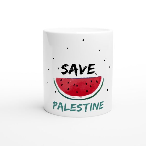 Save Palestine Vannmelon Keramisk kaffekrus Hvit 325ml