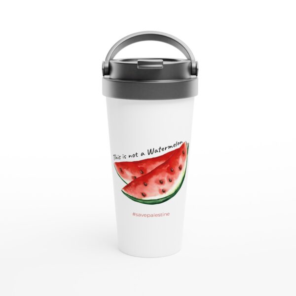 Save Palestine Rustfritt Stål Reise kaffekrus Hvit 440ml Trykt Med “This is Not a Watermelon”
