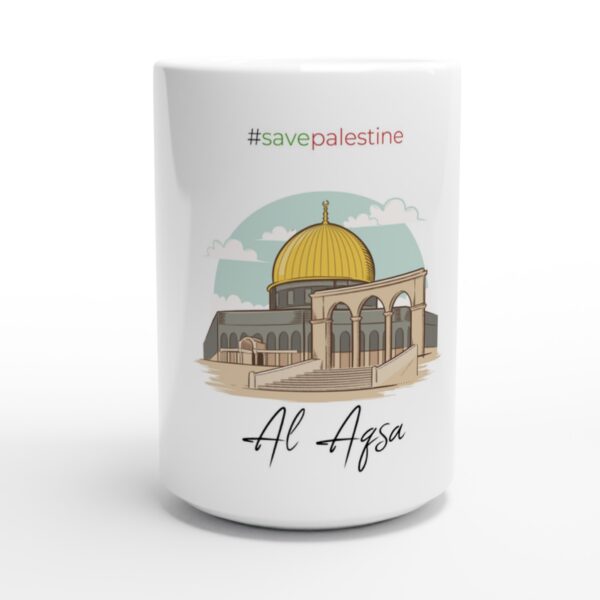 Save Palestine Al-Aqsa Moské Trykt Keramisk kaffekrus Hvit 440ml