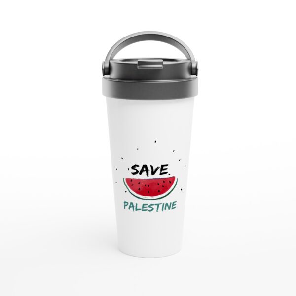 Save Palestine Vannmelon trykt Rustfritt Stål Reise kaffekrus Hvit 440mml