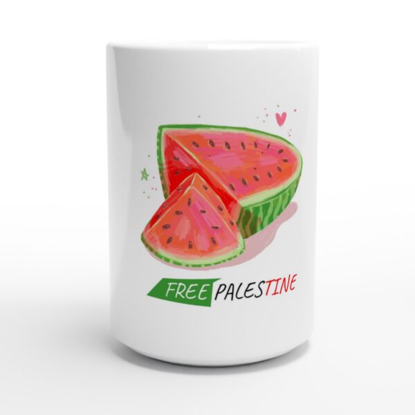 Save Palestine Søt Vannmelon Trykt Keramisk kaffekrus Hvit 440ml