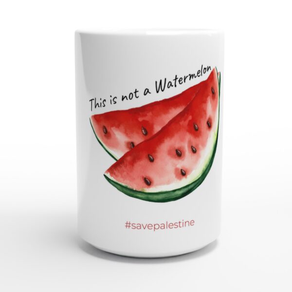 Save Palestine Keramisk kaffekrus Hvit 440ml Trykt Med “This is Not a Watermelon”