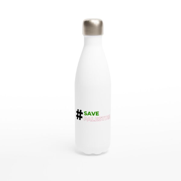 500ml Hvit Rustfritt Stål Vannflask Trykt Med Hashtag Save Palestine
