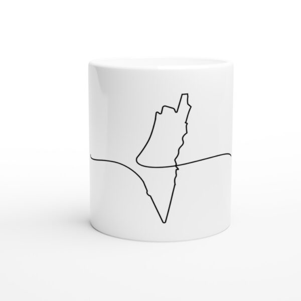 325ml hvit keramisk kaffekrus trykt med disposisjon Palestine kart