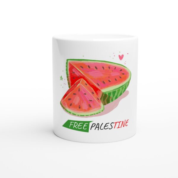 Save Palestine Søt Vannmelon Trykt Keramisk kaffekrus Hvit 325ml