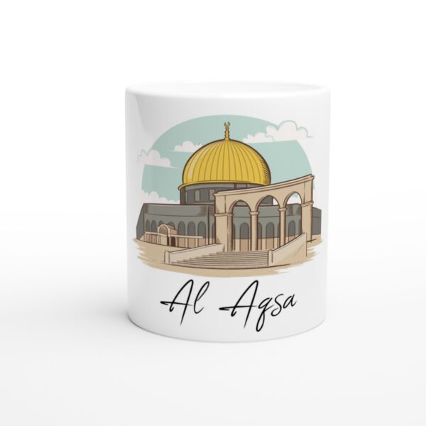 Save Palestine Al-Aqsa Moské Trykt Keramisk kaffekrus Hvit 325ml